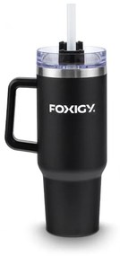 Foxigy Termohrnček do auta so slamkou 1200 ml Black