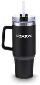 Foxigy Termohrnček do auta so slamkou 1200 ml Black