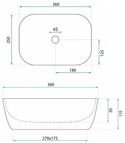 Rea Belinda, umývadlo na dosku 360x250x115 mm, imitácia kameňa matná, REA-U3321