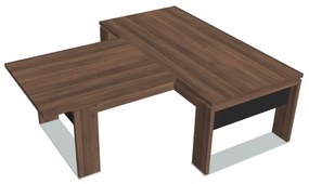 Stôl Verno+ S 200 x 220 cm s rokovacím prvkom, orech / čierna