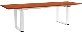 Výškovo nastaviteľný stôl OfficeTech Strong 240 x 80 cm, biela podnož, čerešňa