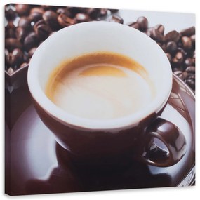 Obraz na plátně Šálek zrnkové kávy - 50x50 cm