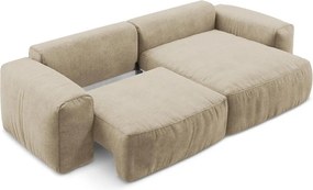 Svetlohnedá ženilková rozkladacia rohová pohovka (pravý roh/s leňoškou) Kuki – Makamii