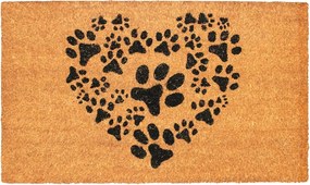 Home Elements Rohožka gumová kokosová Srdce z Tlapek - běžová 43 x 73 cm