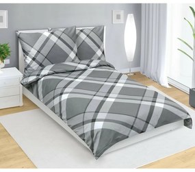 Bellatex Saténová posteľná bielizeň Káro sivá ,140 x 220 cm, 70 x 90 cm, 140 x 220 cm, 70 x 90 cm