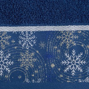 Bavlnený modrý uterák s vianočnou vyšívkou