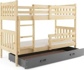 Poschodová posteľ so zásuvkou a matracmi NATURAL 200x90 borovica - grafit