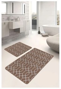 Hnedé zamatové kúpeľňové predložky v súprave 2 ks 60x100 cm – Mila Home