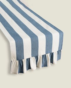Bežec s volánom 40x160 cm farba produktu modrá látka vzorované