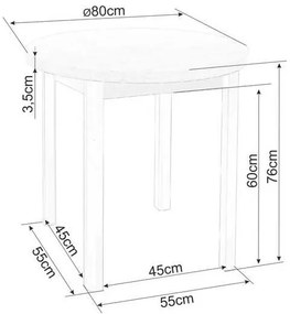 Jedálenský stôl Adam - priemer 80 cm, dub cremona