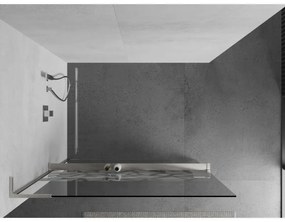 Mexen Kioto+ L, sprchová zástena Walk-In s poličkou a vešiakom 110 x 200 cm, 8mm číre sklo biely vzor, brúsená oceľ profil, 800-110-123-97-85