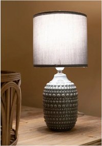 Sivá keramická stolová lampa s textilným tienidlom (výška 30,5 cm) Points – Mauro Ferretti
