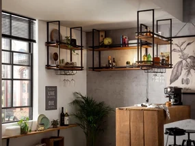 furniture-nabytek.cz - Masívna závesná polica Aro z kovu a dreva, lakovaná, hnedá – 120 cm
