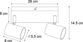 Moderné stropné svietidlo čierne 2-svetlá nastaviteľné obdĺžnikové - Jeana