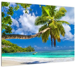 Sklenený obraz - Seychely (70x50 cm)