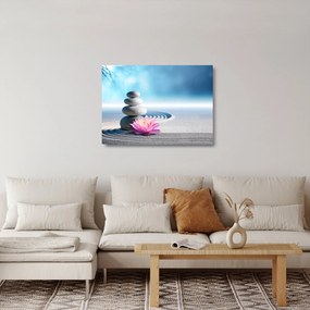 Sklenený obraz piesku, ľalie a spa kameňov (70x50 cm)