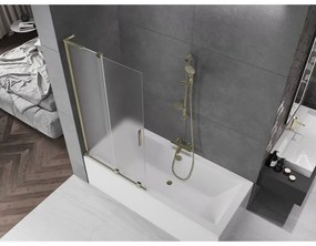 Mexen Velar L, 2-krídlová posuvná vaňová zástena 95 x 150 cm, 8mm sklo námraza, zlatá lesklá, 896-095-003-31-50