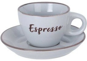 Kameninová šálka s podšálkou Espresso, 100 ml, svetlosivá