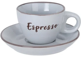 Kameninová šálka s podšálkou Espresso, 100 ml, svetlosivá