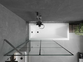 Mexen Next, 1-krídlová vaňová zástena 100 x 150 cm, 6mm číre sklo - čierny vzor, brúsený grafit, 895-100-000-00-77-66