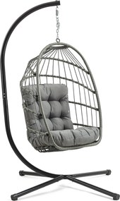 Skládací závěsné houpací křeslo Houseland Malta šedé