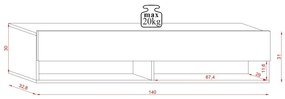 Závesný TV stolík Derby 140 cm