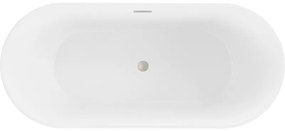 Mexen Flavia, voľne stojaca vaňa 150 x 75 cm, biela, brúsená oceľ prepad, 54031507500-97