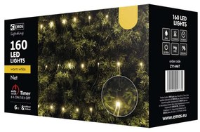 EMOS Vonkajší vianočný prívesok LED, 160xLED, teplá biela, 1,5x2m, časovač, zelená