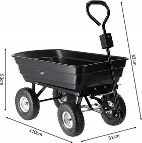 CH Čierny záhradný vyklápací vozík Fury - 75l