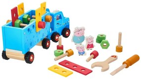 Drevené nákladné auto s prívesom Prasiatko Peppa (auto s dreveným náradím)  (100395658)