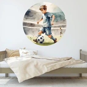 PIPPER. Kruhová samolepka na stenu "Chlapec futbalista" Veľkosť: 100 cm