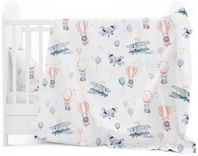 Detské bavlnené obliečky do postieľky 120x90 cm BABYMAM PREMIUM - Let balónom