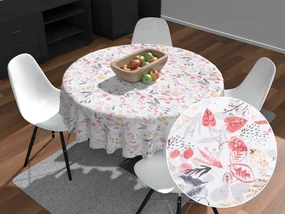Biante Dekoračný okrúhly obrus Leona LN-126 Červené a žlté lístky Ø 120 cm