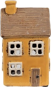 Žltý keramický svietnik na čajovú sviečku domček Amster Village - 9*9*15 cm