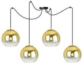 Závesné svietidlo Bergen Gold Spider, 4x zlaté/transparentné sklenené tienidlo (fi 15cm)