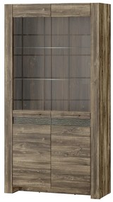 Vitrína Belveder 102 cm 12 s LED osvětlením dub Stirling