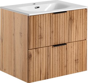 Comad Kúpeľňová skrinka s keramickým umývadlom Adel Oak 60 cm - dub wotan