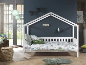 Detská domčeková posteľ Dallas z masívu borovica biela 170cm 90x200cm