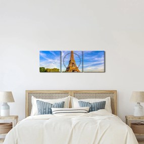Obraz - Eiffelova veža (s hodinami) (90x30 cm)