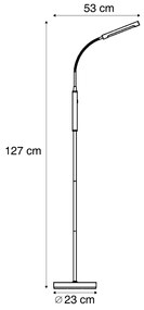 Moderná oceľová stojaca lampa vrátane LED 3-stupňové stmievanie nabíjateľná - Statler