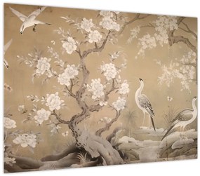 Sklenený obraz - Kreslená japonská krajina (70x50 cm)