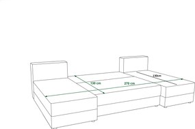 Rozkladacia sedacia súprava do U LIVARO 305x140 cm, tmavosivá