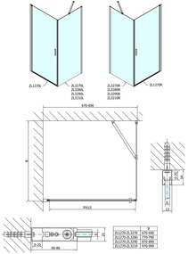 Polysan Polysan, Zoom Line obdĺžniková sprchová zástena 700x900mm L/P varianta, ZL1270ZL3290