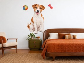 Usmievavý Jack Russell teriér realistické textilné nálepky na stenu pre milovníkov teriérov arch 30 x 46 cm