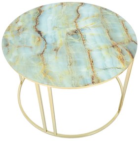 Bielo-zlatý konferenčný stolík Mauro Ferretti Sepa, ø 75 cm