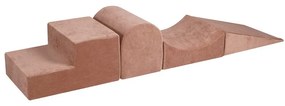 Béžové zamatové penové ihrisko 45x193x30 cm Montessori – Meowbaby