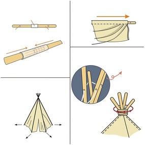 Sivý teepee stan pre deti s motívom hviezd 110 cm x 140cm
