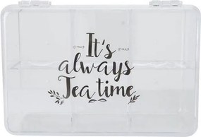 VILDE 2. akosť - Krabička na čaje, organizér so 6 priehradkami, transparentný TEA