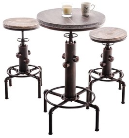 Kovový barový stôl Lumo v industriálnom štýle - v79-100 x Ø50 cm - Bronzová