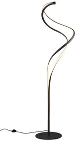 Čierna LED stojacia lampa s kovovým tienidlom (výška 160 cm) Nala – Trio Select